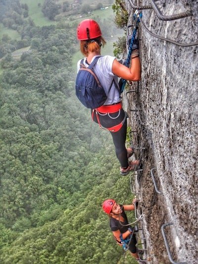 Via Ferrata del Caliz , tramo de acceso al puente